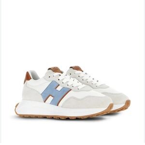 Hogan Suede White Blue H641 Low Top Sneakers